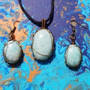 Amazonite pendant and earrings set